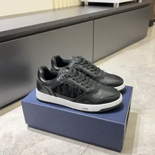 Dior B23 黑色皮革 Dior Oblique 生活方式运动鞋