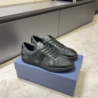 Dior B23 काली Monogrammed टेक्सटाइल लेदर ओवरले लाइफस्टाइल स्नीकर्स