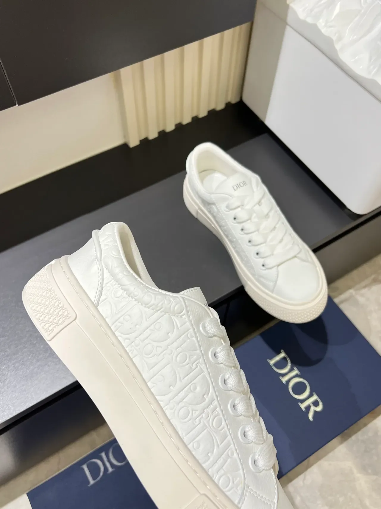 Dior B23 白色压纹印花生活方式运动鞋 3