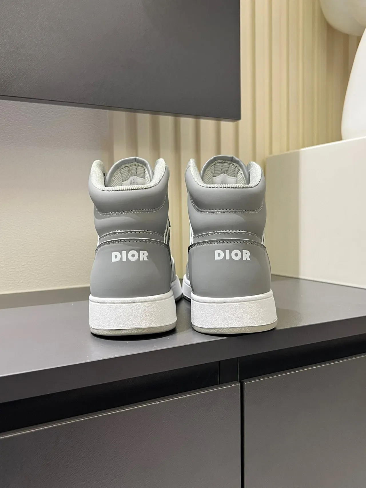 Dior B23 Gray Oblique Jacquard High-Top Lifestyle Sneakers 9