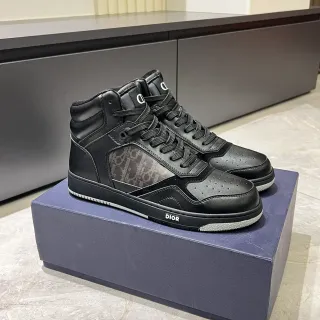 Dior B23 高帮黑色皮革 Monogram 生活方式运动鞋