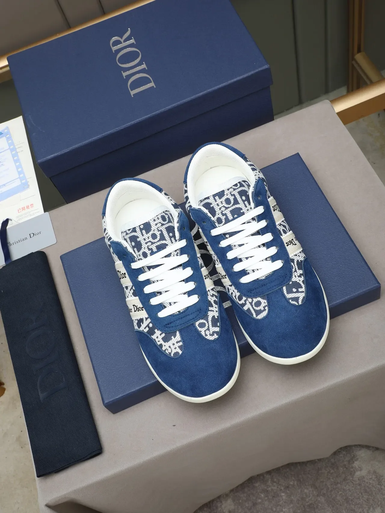 Dior B23 Navy Blue Oblique Monogram Lifestyle Sneakers 3