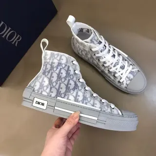 Dior B23 Oblique Monogram ধূসর উঁচু টপ লাইফস্টাইল স্নিকার