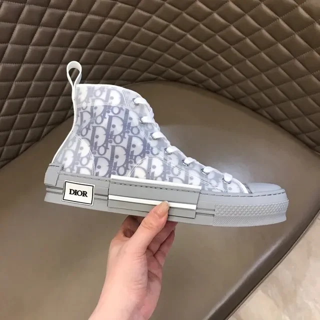 Dior B23 Oblique Monogram Gray High-Top Lifestyle Sneakers 5