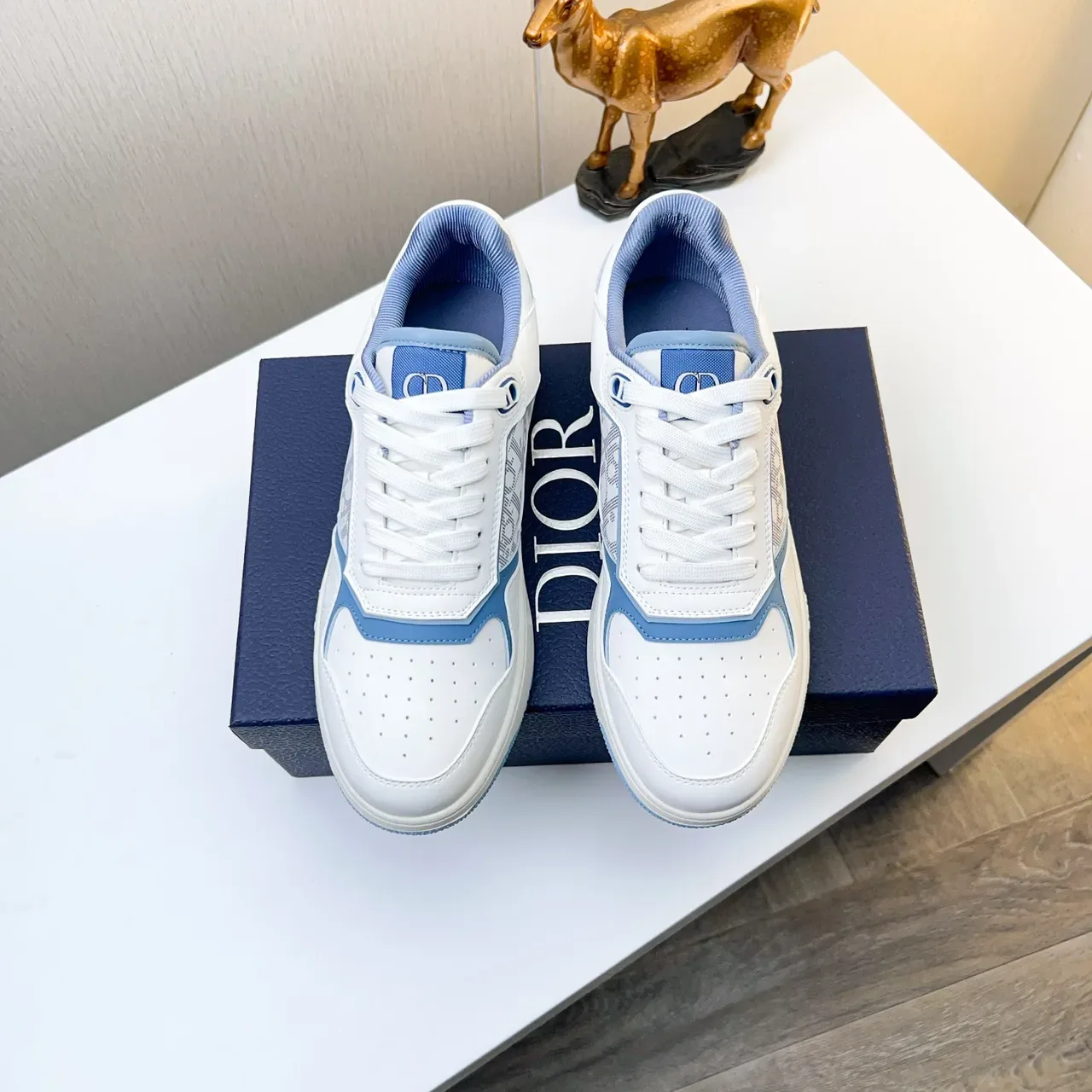 Dior B23 White and Light Blue Monogram Lifestyle Sneakers 2