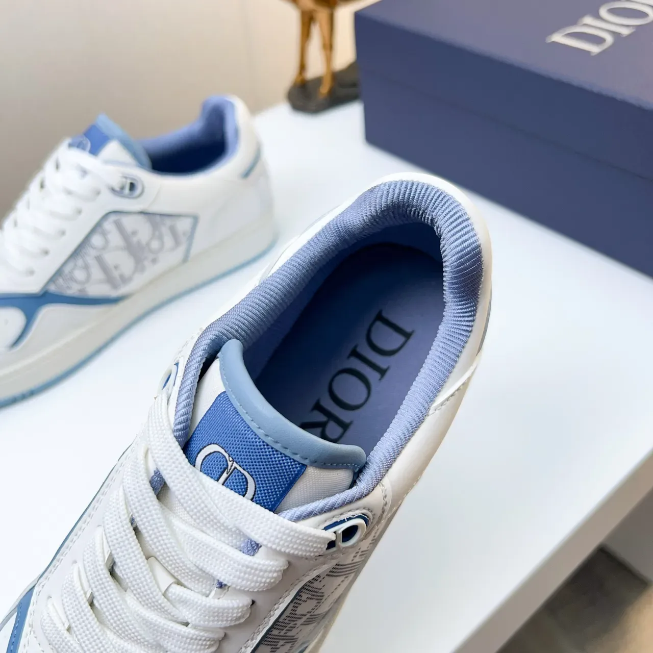 Dior B23 White and Light Blue Monogram Lifestyle Sneakers 5
