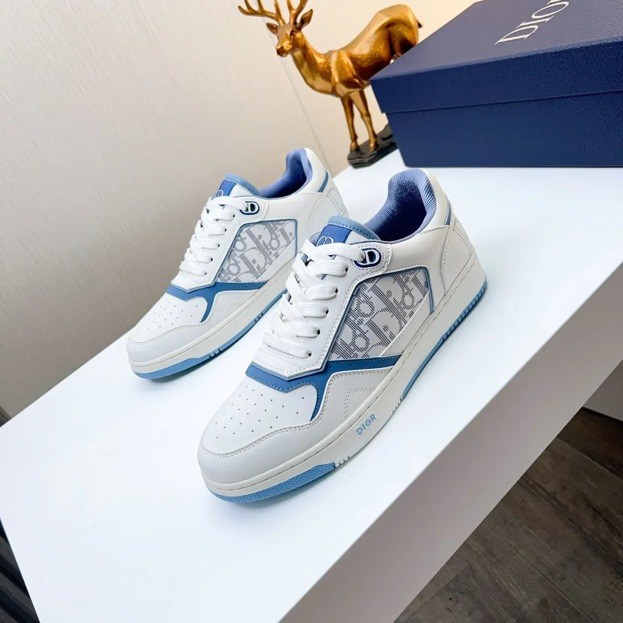 Dior B23 White and Light Blue Monogram Lifestyle Sneakers 6