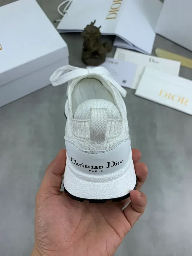 Dior B23 White Black Knit Upper Lace-Up Lifestyle Sneakers 3