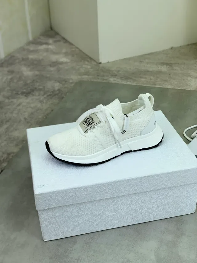 Dior B23 White Black Knit Upper Lace-Up Lifestyle Sneakers 4