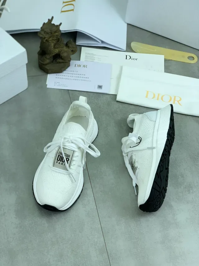 Dior B23 White Black Knit Upper Lace-Up Lifestyle Sneakers 5