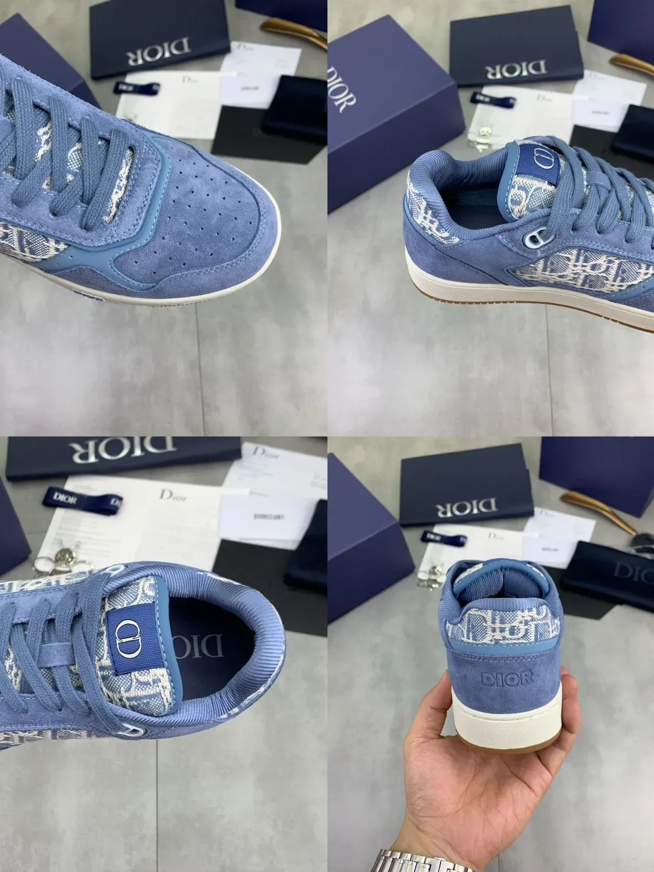 Dior B27 Blue Suede Oblique Monogram Lifestyle Sneakers 2