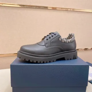Dior B27 ग्रे बीज मट लेदर अपर मोटी लग सोल ऑक्सफोर्ड जूते