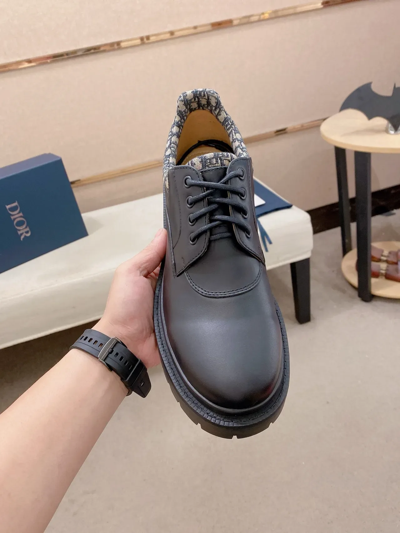 Dior B27 Gray Beige Matte Leather Upper Chunky Lug Sole Oxford Shoes 5