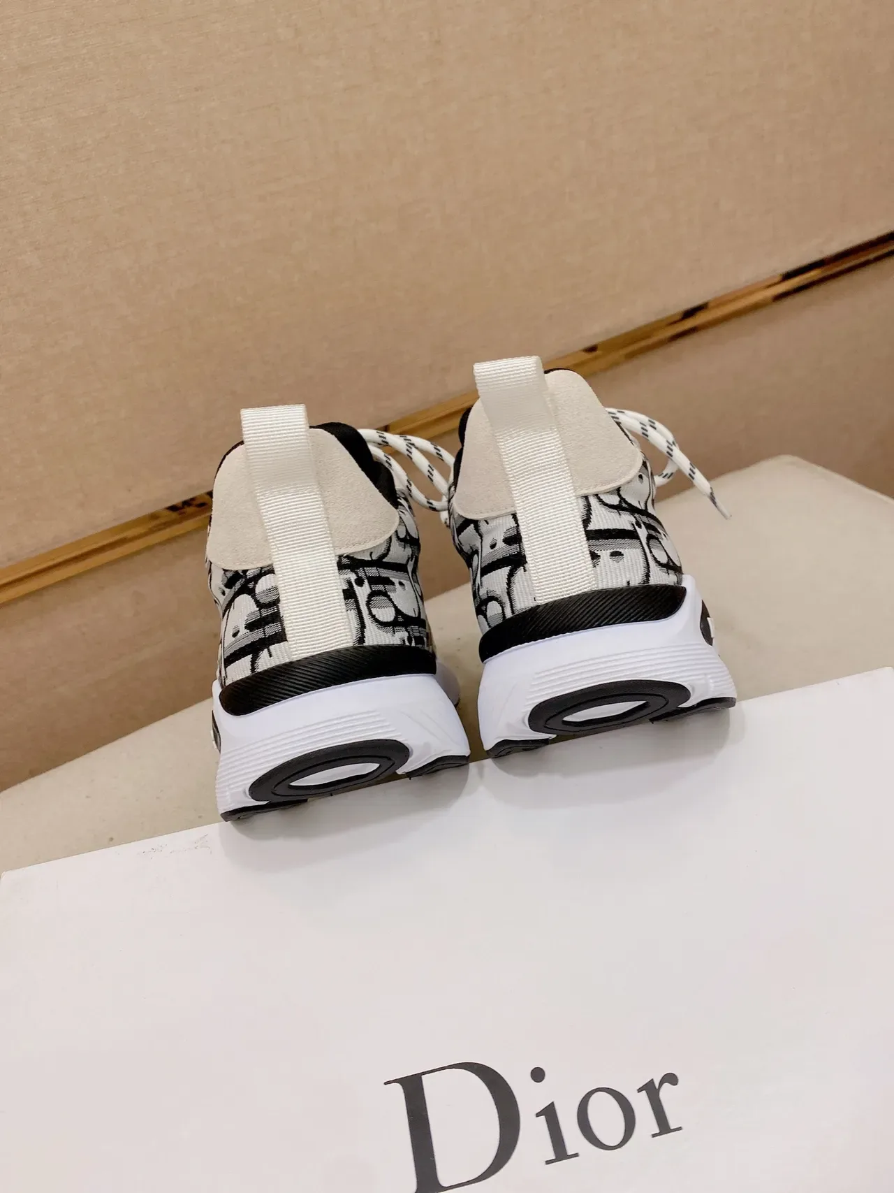 Dior Beige Black Monogram Jacquard Upper Sculpted White Midsole Lifestyle Sneakers 2