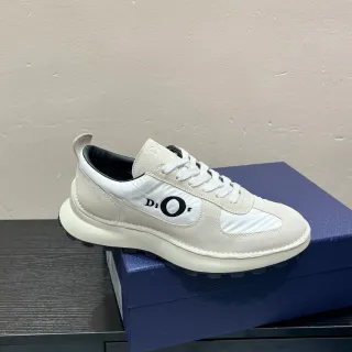 Dior भूरा काला ऑफ-व्हाइट स्यूड और नायलन ऊपरी इंब्रॉइड लोगो पैनल लाइफस्टाइल स्नीकर्स