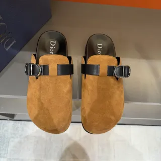 ديور بيج أسود سويد أعلى حزام جلد مزدوج نعال