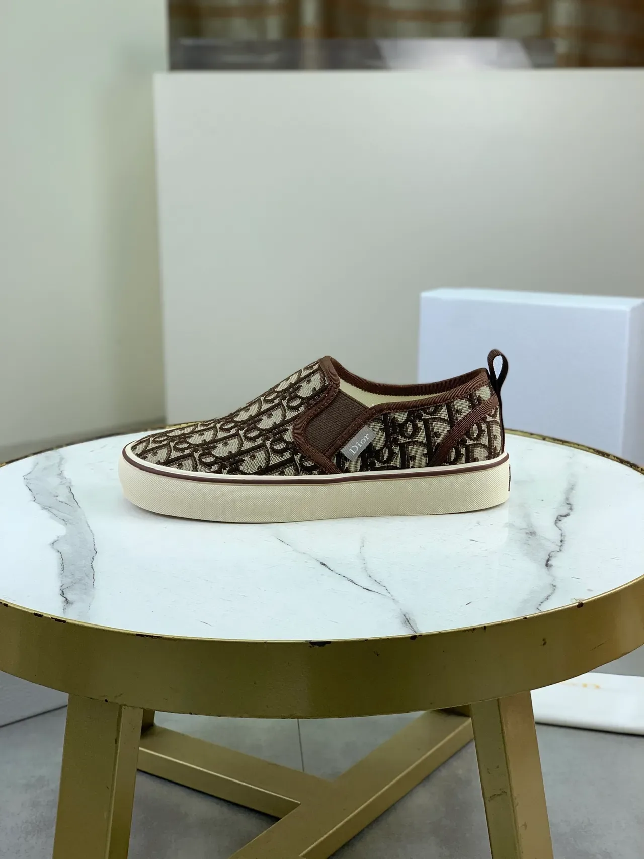 Dior米色棕色印花帆布懒人鞋生活休闲鞋 5