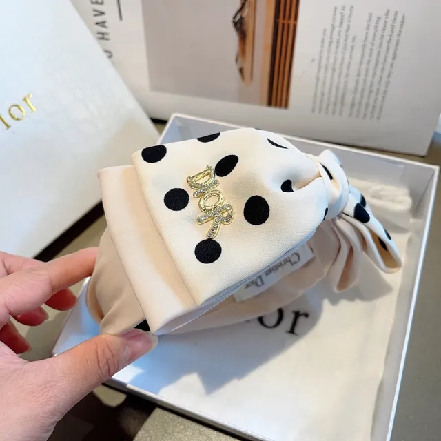 ديور أسود بيج Bow-Front Polka Dot بونيه 8