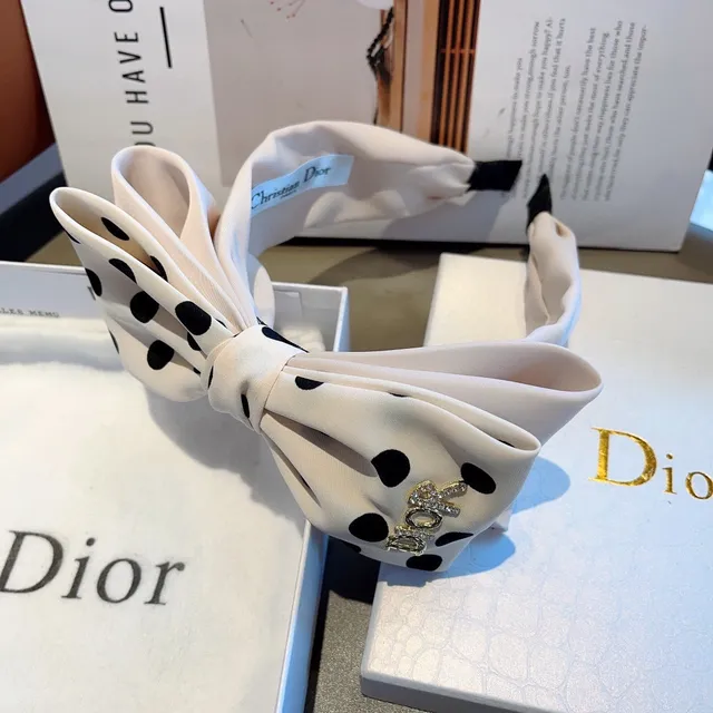 ديور أسود بيج Bow-Front Polka Dot بونيه 9