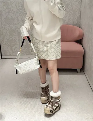 Dior Bolsa Preta Bege Monogrammada Lona Borda Couro Bolsa de Braço 16
