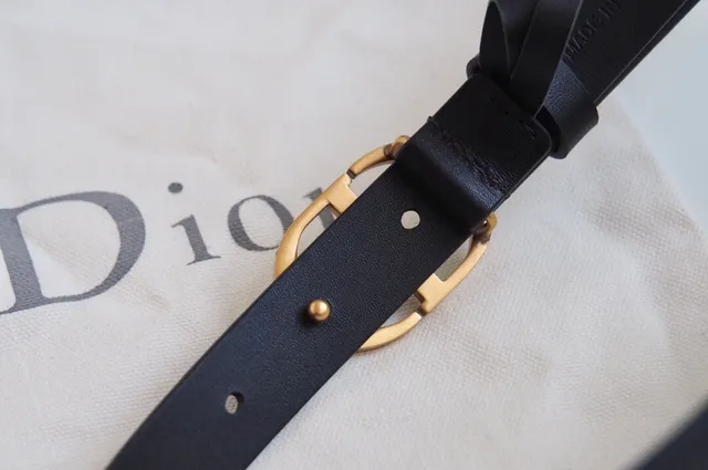 Dior Noir Or Slim CD Monogram Boucle Cuir Ceinture 2