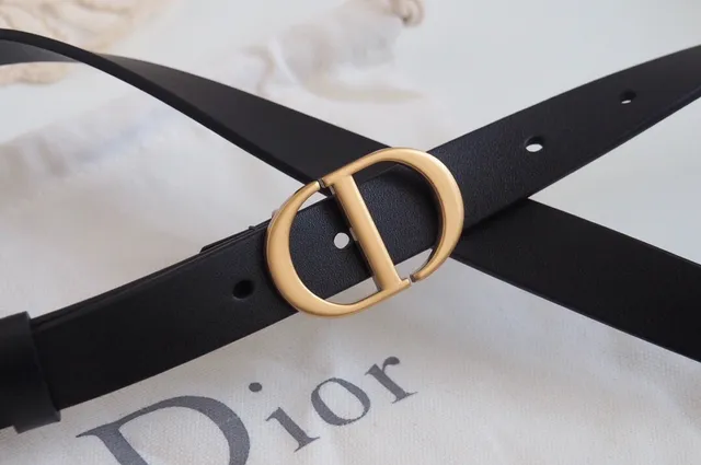 Dior Noir Or Slim CD Monogram Boucle Cuir Ceinture 3