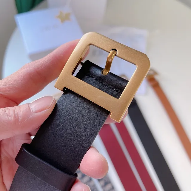 Dior Black Gold Smooth Square Buckle Leather Belt 3