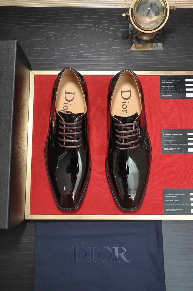 Dior Black Patent Leather Cap-Toe Oxford Shoes 5