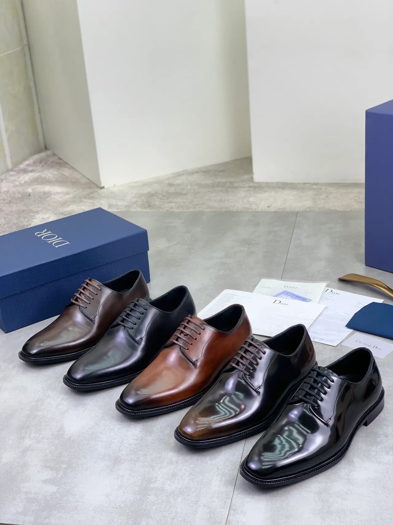 Dior Marron Chaussures Oxford à Bout Cap Poli 2
