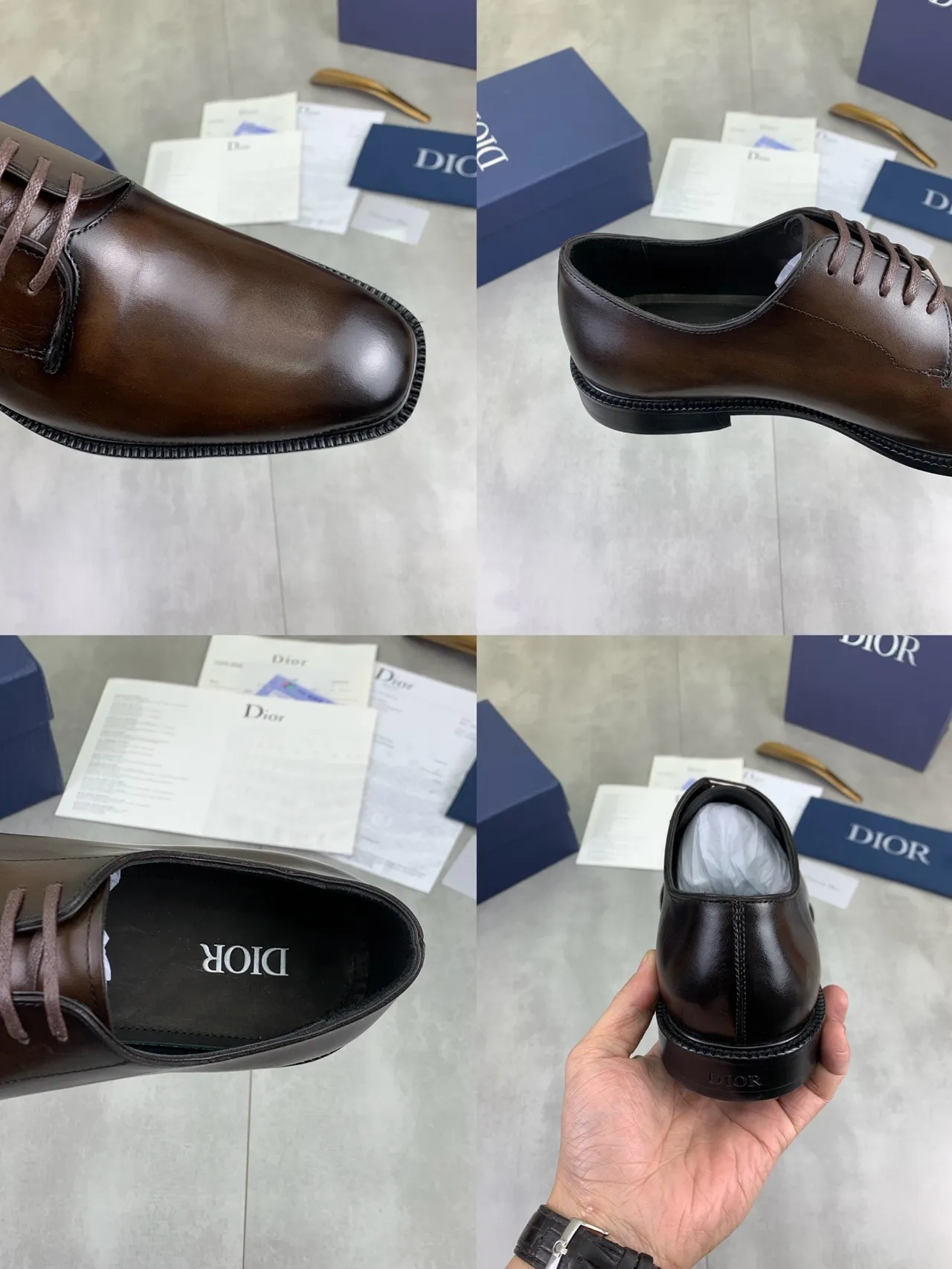Dior Marron Chaussures Oxford à Bout Cap Poli 3