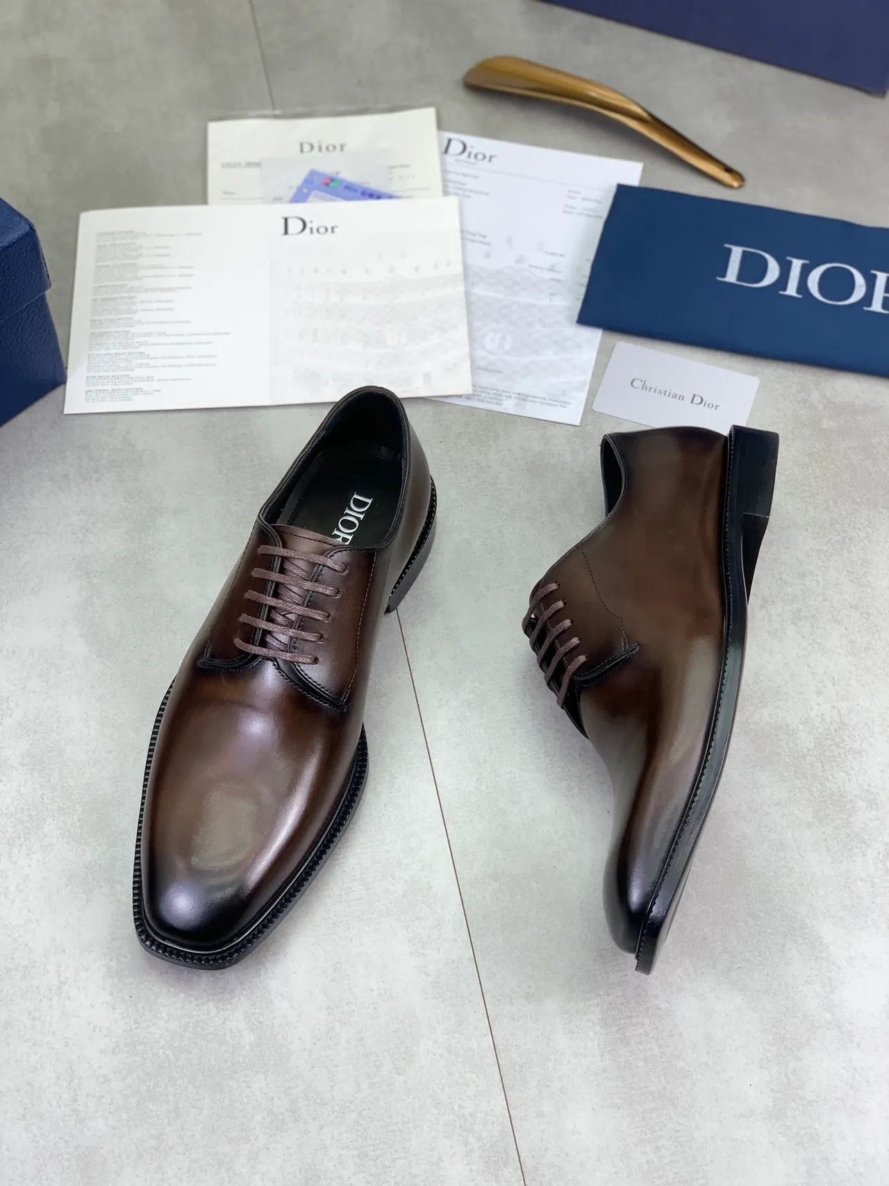 Dior Marron Chaussures Oxford à Bout Cap Poli 5