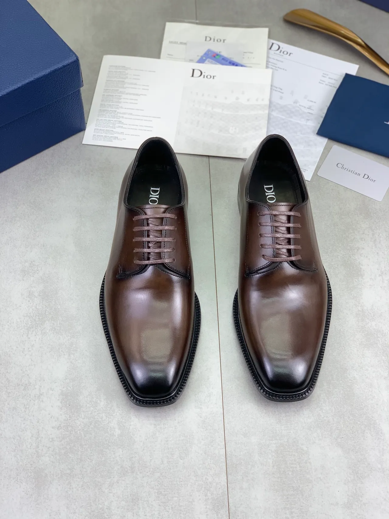 Dior Marron Chaussures Oxford à Bout Cap Poli 6