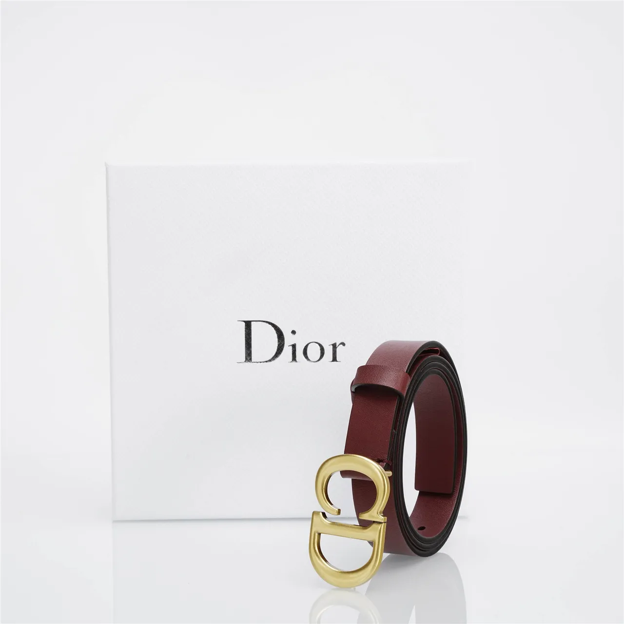 Dior CD Belt Burgundy Gold-Tone Leather Belt 5