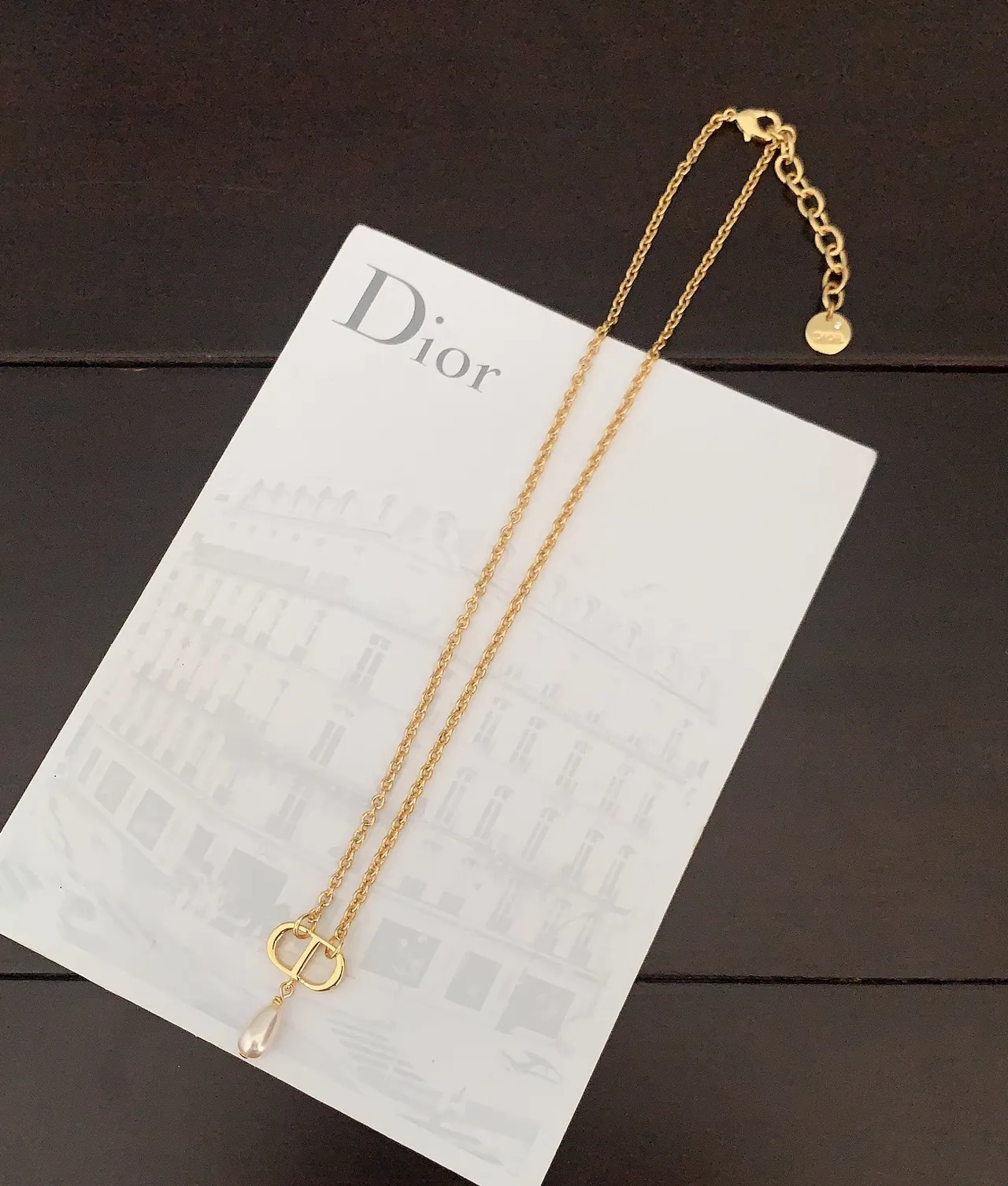 Dior CD Logo Pearl Drop Necklace 3