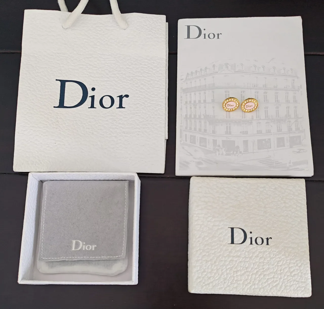 Dior Gold Pink Oval-Shaped Pavé-Crystal Bordered Earrings 3