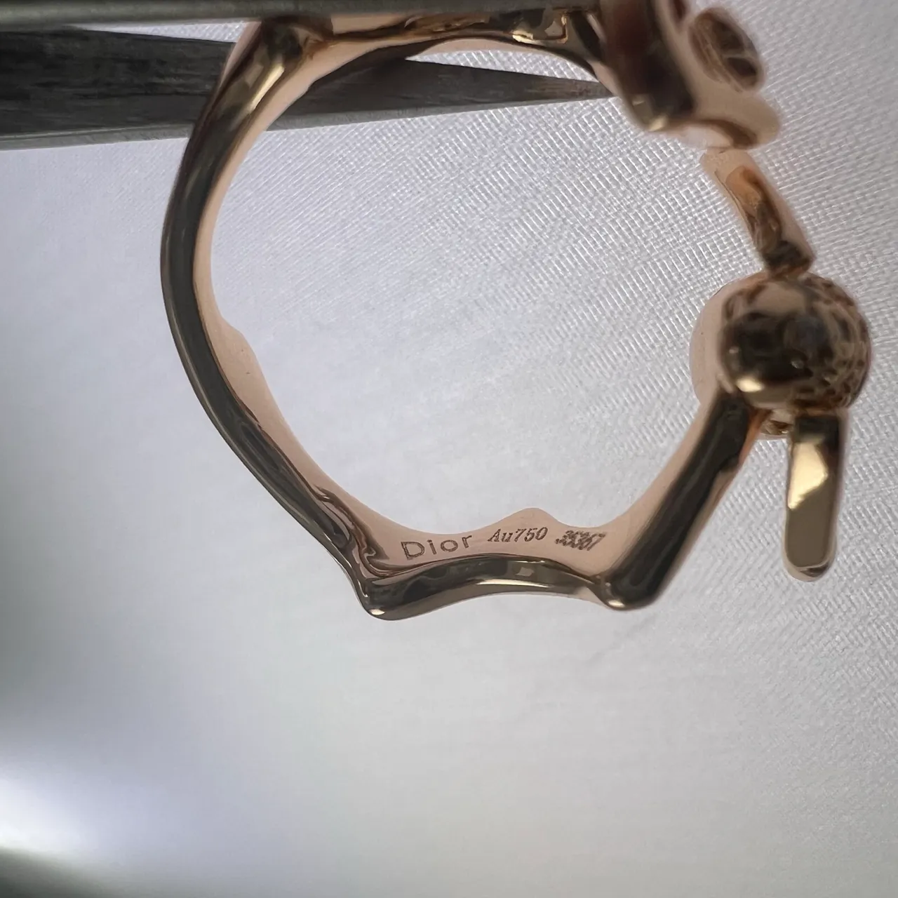 Dior Gold Silver Bee Motif Leaf Earrings 2