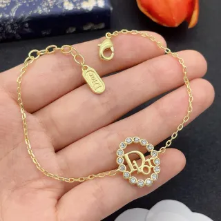 سوار ديور ذهبي سلسلة شفافة محاطة بلورات على شكل قلب