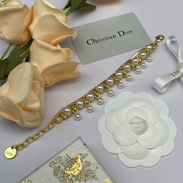 Dior Gold White Multi-Tiered Pearl Fringe Chain-Link Necklace 4