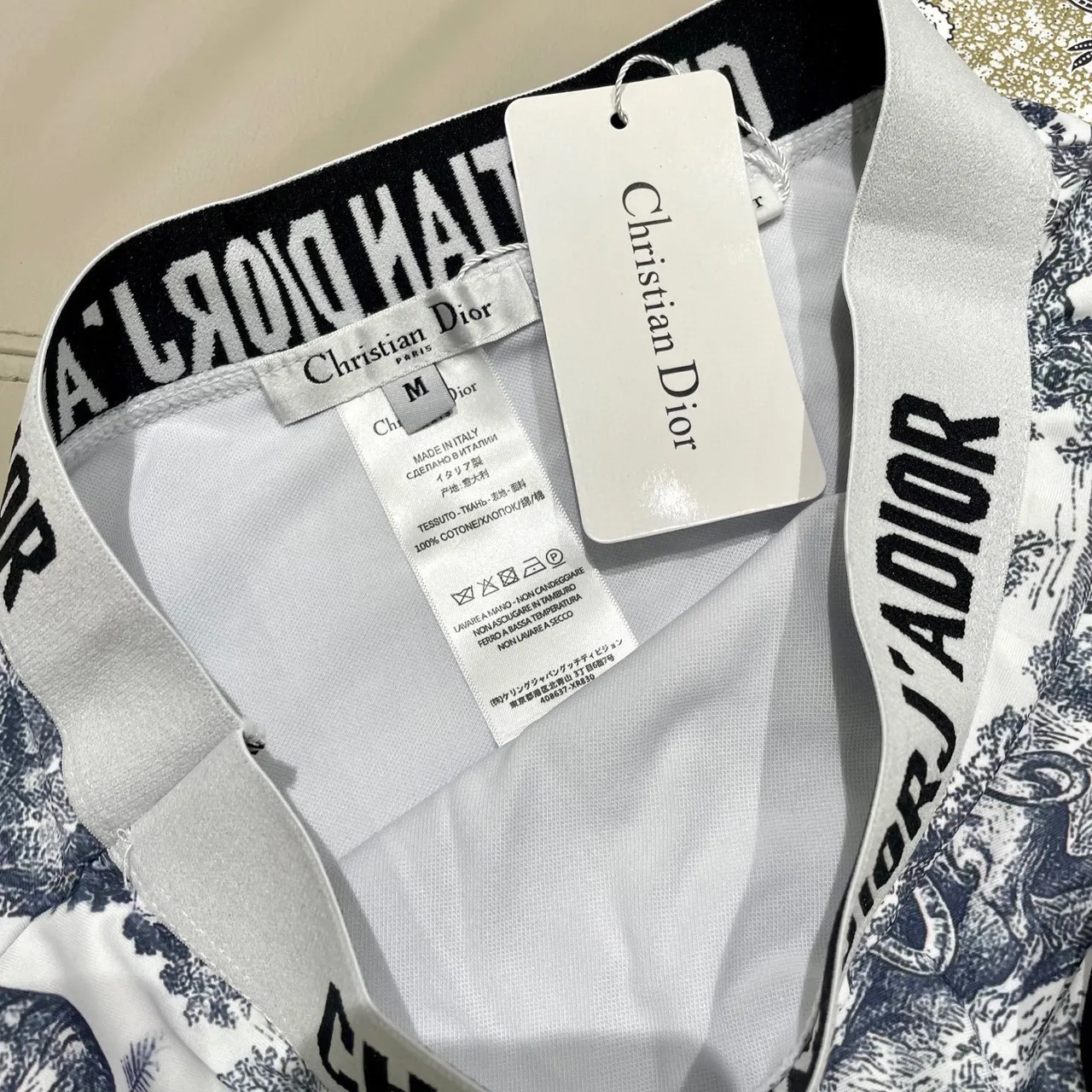 Dior J'Adior Blanc Marine Toile De Jouy Print Bretelles Croisées Dos Sous-vêtements 11