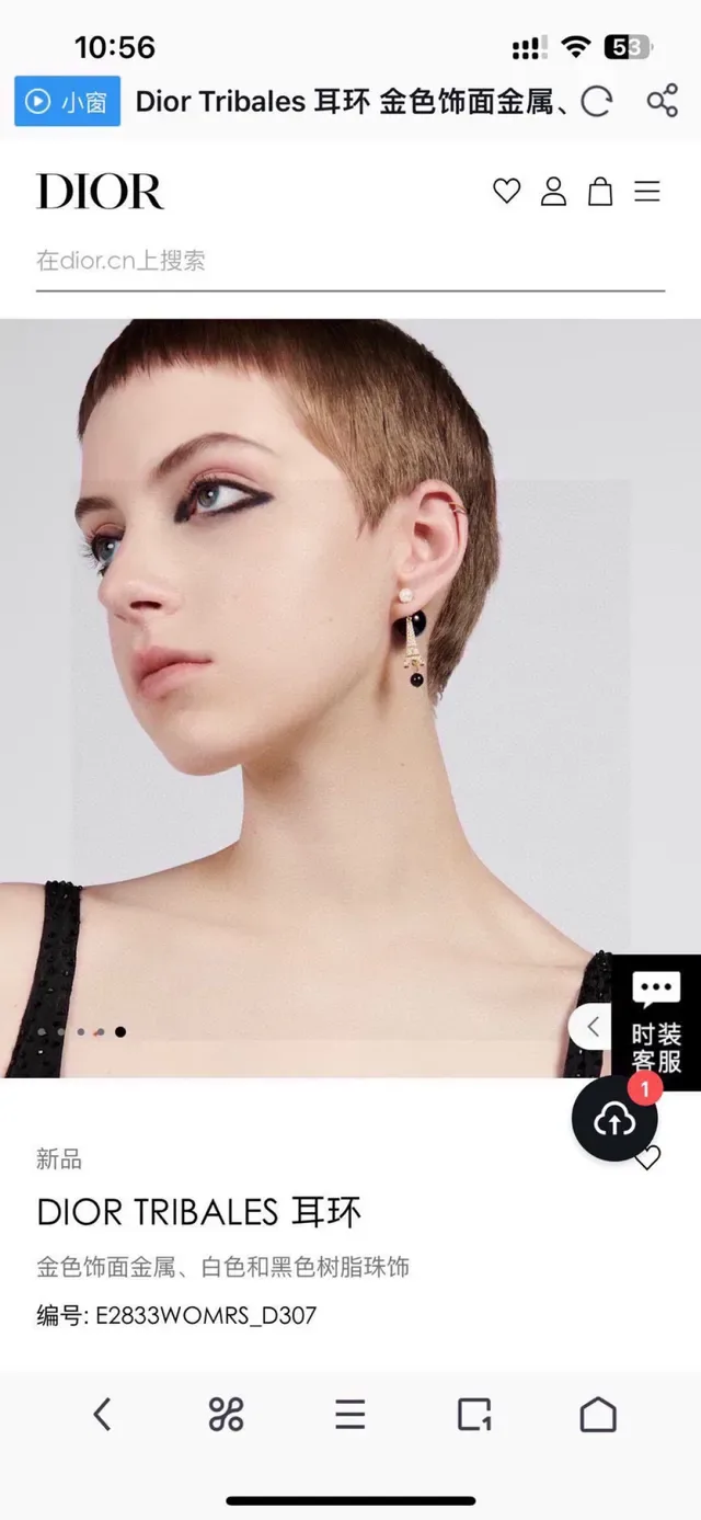 Dior La D de Dior Eiffel Tower Pearl and Black Bead Earrings 3