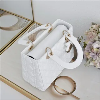 Dior Lady Dior বেইজ কোয়িল্টেড ক্যানেজ টপ-হ্যান্ডেল টোট ব্যাগ 4