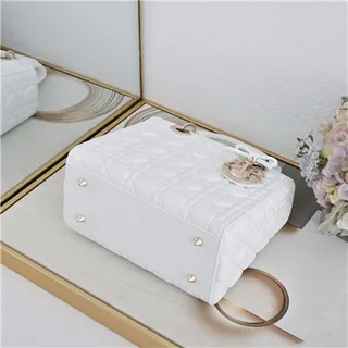 Dior Lady Dior বেইজ কোয়িল্টেড ক্যানেজ টপ-হ্যান্ডেল টোট ব্যাগ 5