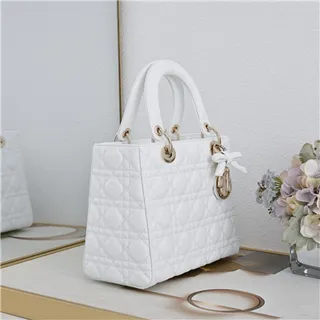 Dior Lady Dior বেইজ কোয়িল্টেড ক্যানেজ টপ-হ্যান্ডেল টোট ব্যাগ 8