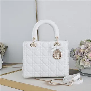 Dior Lady Dior বেইজ কোয়িল্টেড ক্যানেজ টপ-হ্যান্ডেল টোট ব্যাগ 10