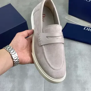 Dior Loafer daim beige et blanc Penny Strap