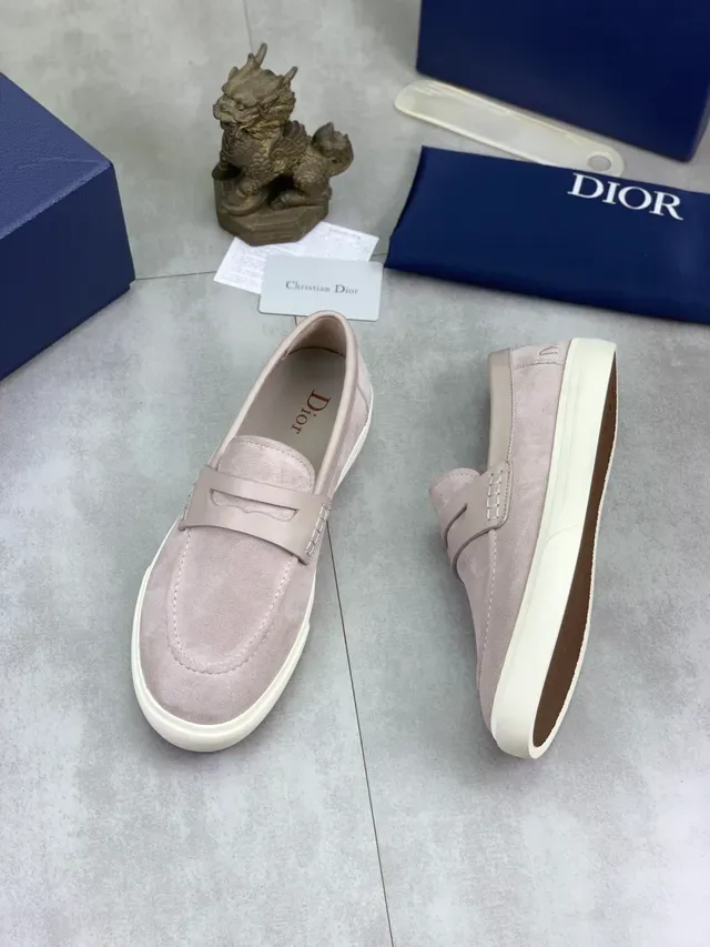 Dior Loafer daim beige et blanc Penny Strap 5