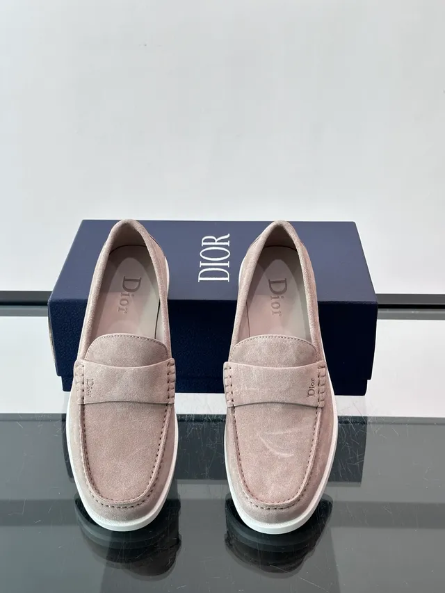 Dior Loafer Beige White Suede Upper Penny Strap Loafer 4