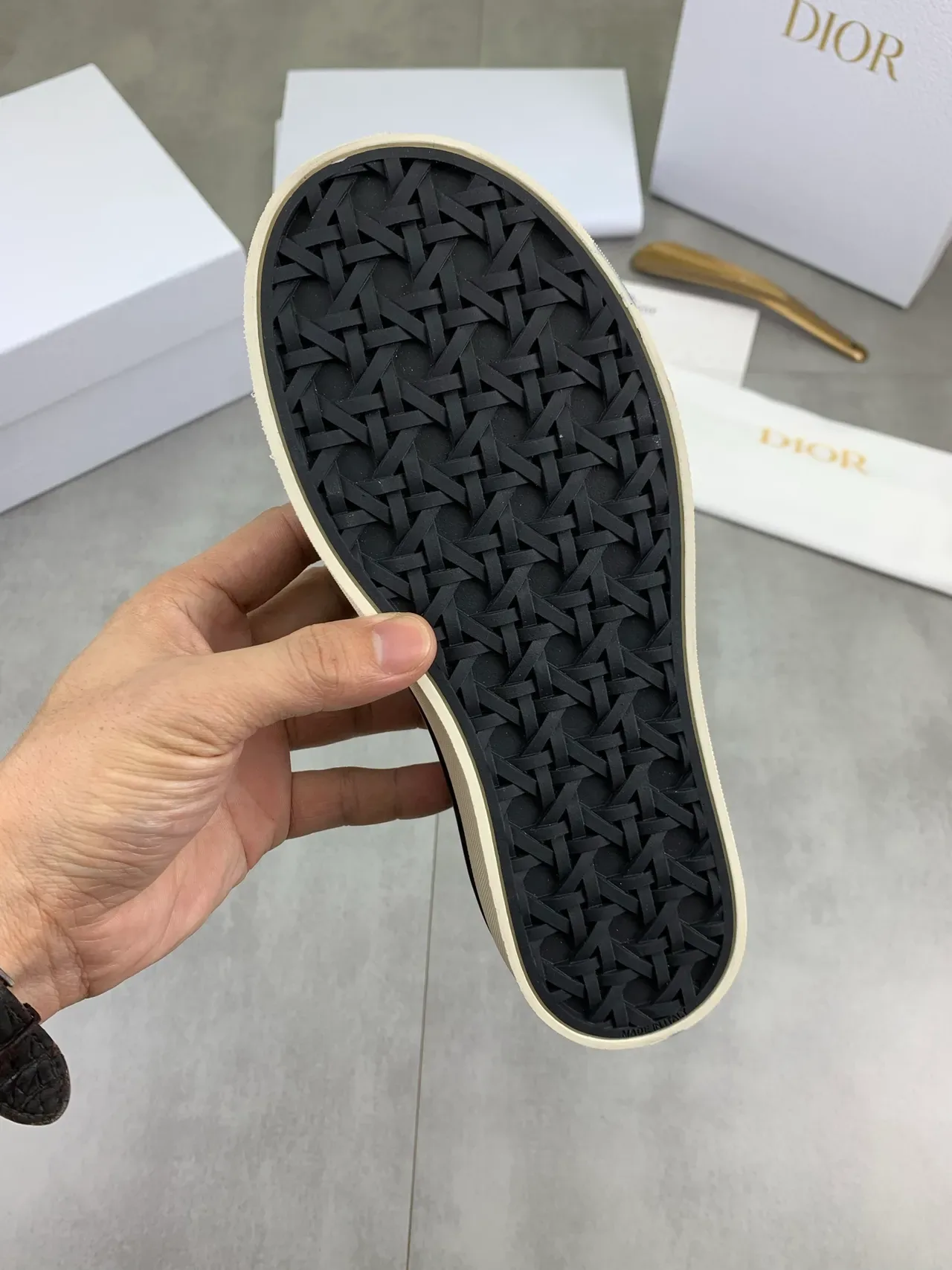 Dior Chaussures Slip-On Canvas avec motif Jacquard Oblique Navy Beige 4