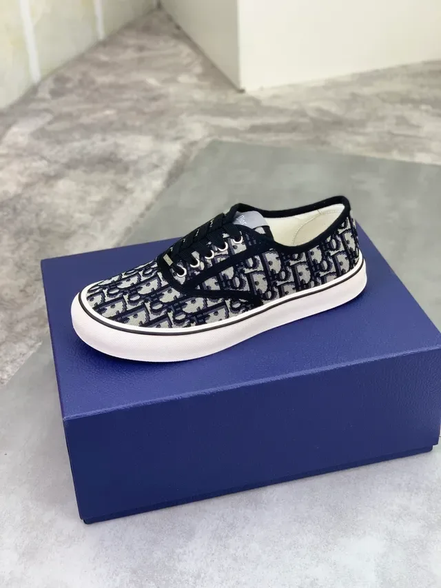 Dior Navy Beige Monogram Canvas Low-Top Lifestyle Sneakers 4