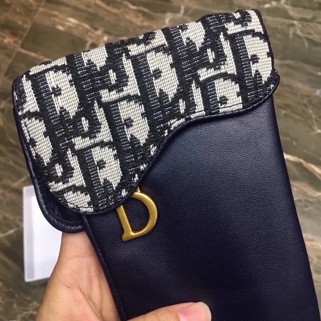 Dior Negro Marino Palma Suave Monogram Oblíquo Puño de Punto Guantes de Cuero 6